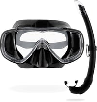 Set snorkeling Cressi Onda & Mexico, mască din silicon pentru adulți - Negru/Negru, set de scufundări 1
