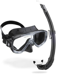 Set snorkeling Cressi Onda & Mexico, mască din silicon pentru adulți - Negru/Negru, set de scufundări 3