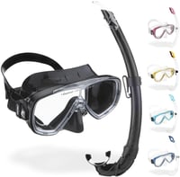 Set snorkeling Cressi Onda & Mexico, mască din silicon pentru adulți - Negru/Negru, set de scufundări 2