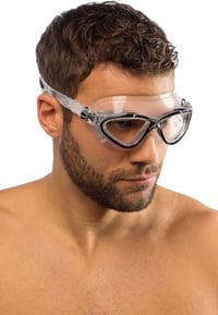 Plavecké okuliare Cressi Planet - Číre sklá/modro-biely rám, prémiové unisex okuliare pre dospelých na plávanie v bazéne a triatlon 4