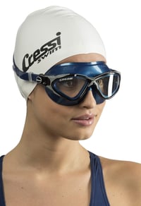 Plavecké okuliare Cressi Planet – modré/čierne, priehľadné sklá, s UV ochranou, unisex pre dospelých, na triatlon a do bazéna 3