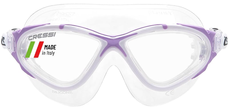 Ochelari de înot Cressi Planet - Ochelari de înot premium pentru piscină și triatlon, transparent/alb/mov, unisex pentru adulți