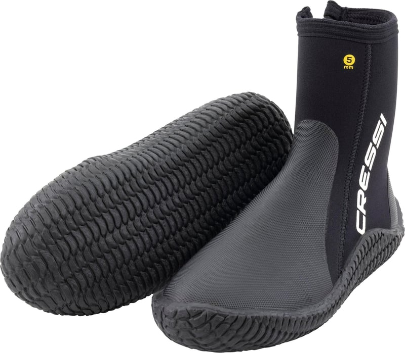 Cizme de scufundări din neopren Cressi ReefTech 5 mm Negru - Mărimea M (40/41 EU) - Căptușeală dublă, pentru labe de înot cu călcâi deschis, pentru sporturi acvatice