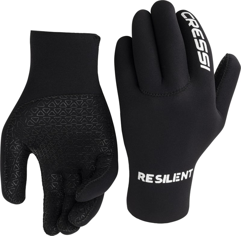 Mănuși din neopren CRESSI Resilient 2mm, mărimea L - Negru, Unisex, Ultra Grip, pentru scufundări, navigație, caiac, surf și snorkeling