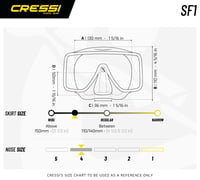 Potápačská maska Cressi SF1 bezrámová pre dospelých, štvorcová, čierna/čierna 5