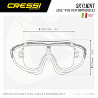 Ochelari de înot pentru adulți Cressi Skylight - Transparent/Negru-Albastru, câmp vizual de 180°, tratament anti-aburire, protecție UV, baretă din silicon 5