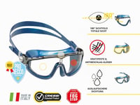 Ochelari de înot pentru adulți Cressi Skylight - Transparent/Negru-Albastru, câmp vizual de 180°, tratament anti-aburire, protecție UV, baretă din silicon 3