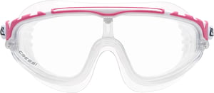 Ochelari de înot Cressi Skylight pentru adulți, ramă alb-roz, câmp vizual larg, protecție UV, strat anti-aburire, curea din silicon