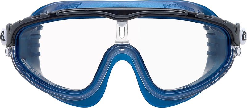 Plavecké okuliare pre dospelých Cressi Skylight – modrá metalíza, širokouhlý monozorník, UV ochrana, úprava proti zahmlievaniu, silikónový remienok