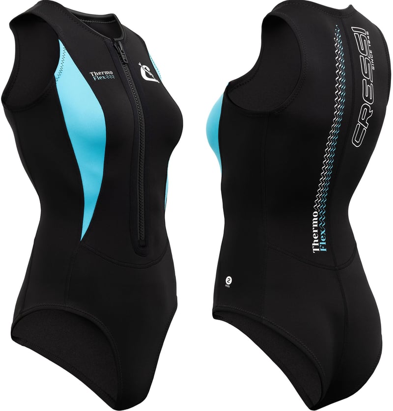 Neoprénový oblek Cressi ThermoFlex Lady, 2 mm – čierna/akvamarínová – veľkosť M