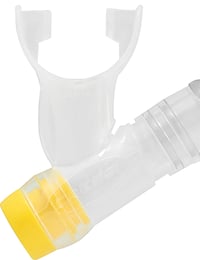 Detský a juniorský šnorchel Cressi Top – priehľadný silikón, žltá trubica, suchý horný ventil, unisex 2