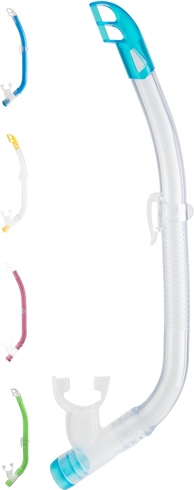 Detský a juniorský šnorchel Cressi Top Snorkel Minidry - priehľadná akvamarínová farba, unisex