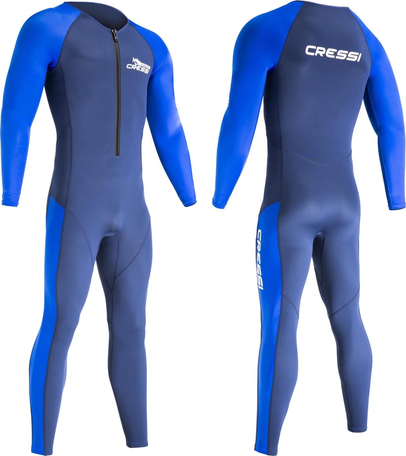 Pánsky jednodielny neoprénový oblek Cressi Wahoo 2 mm, modrá/svetlomodrá, veľkosť M/3, na šnorchlovanie a plávanie