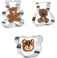 Crethink Maci Süteménykiszúró Szett - 3 Darabos Rozsdamentes Acél Teddy Bear Keksz Formázó Fondant Tortadísz Sütéshez 1