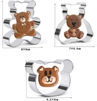 Crethink Maci Süteménykiszúró Szett - 3 Darabos Rozsdamentes Acél Teddy Bear Keksz Formázó Fondant Tortadísz Sütéshez 7