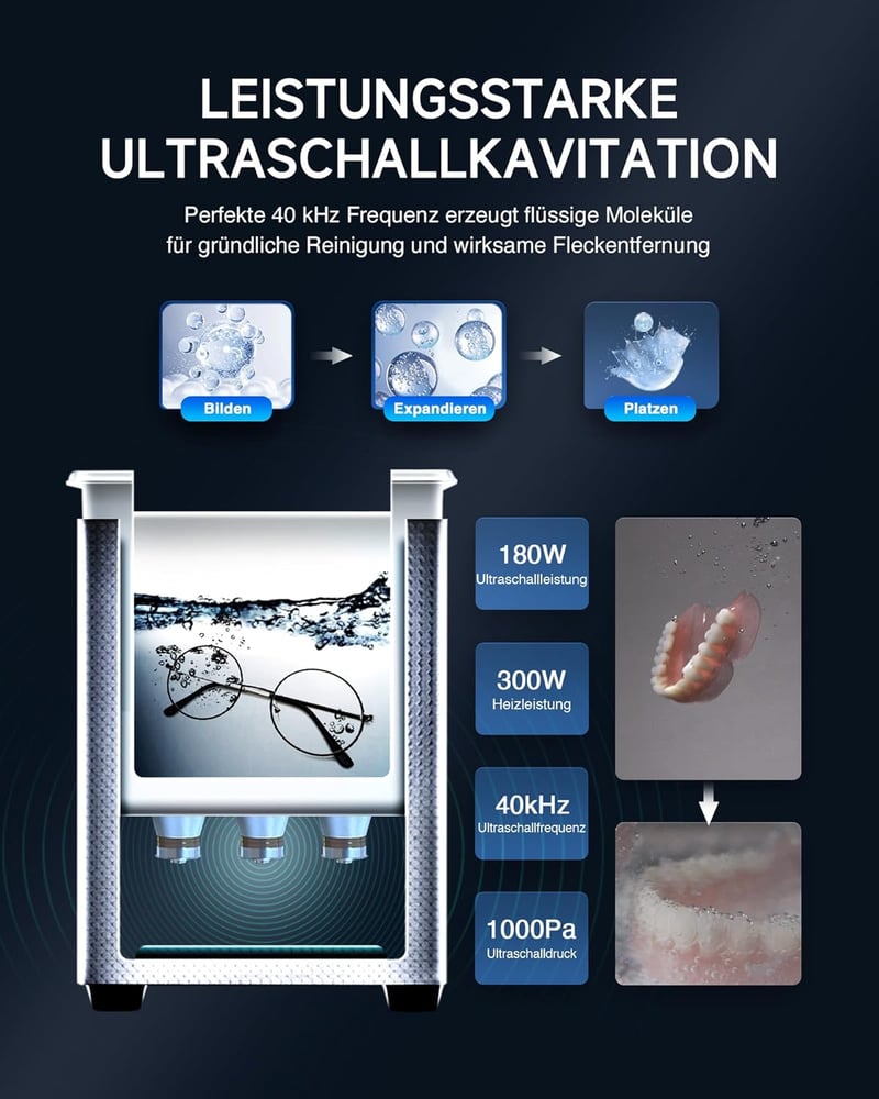 CREWORKS 6L Ultrasonic Tisztító Gép 180W Fűtéssel Fogsor Ékszer Óra Tisztításhoz