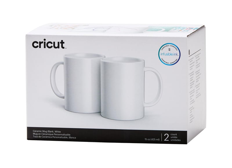 Căni din ceramică Cricut | 2 buc. | 425 ml | Alb | Pentru sublimare
