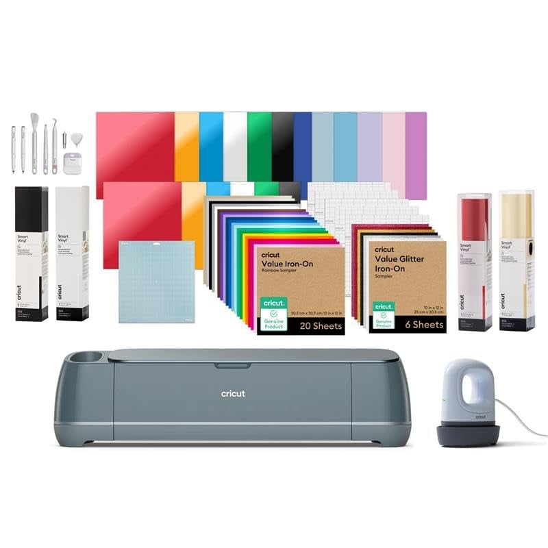 Inteligentný rezací stroj Cricut Maker 4 Ultimate Bundle 2026, DIY rezací ploter na vinyl a textil, profesionálna súprava, sivá