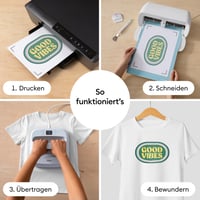 Folie Cricut Imprimabilă pentru Transfer Termic pe Materiale Deschise și Închise la Culoare, A4, pentru Imprimante Inkjet, Pachet de 8 coli (5 coli pentru materiale deschise + 3 coli pentru materiale închise la culoare) 6