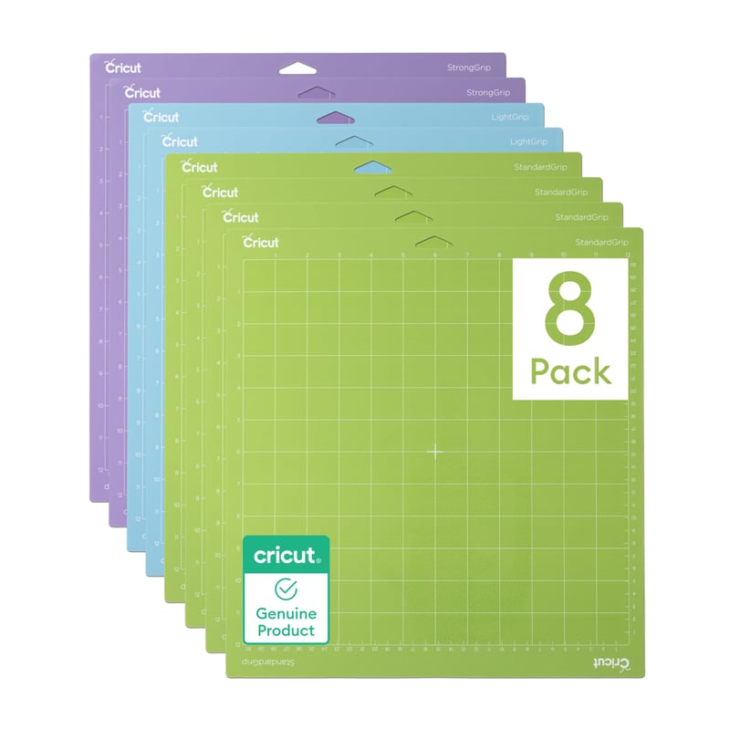 Set mixt de plăci de tăiere Cricut 30,5 x 30,5 cm, 8 buc - 4 StandardGrip, 2 LightGrip, 2 StrongGrip - pentru mașinile Explore și Maker