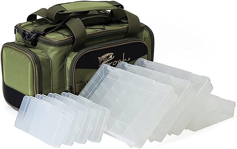 Croch horgász táska horgászszereléhez, öv és válltáska, army zöld