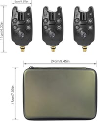 Croch Kapásjelző Szett 3db - LED és Hangjelzéssel Pontyozáshoz - Éjjel-Nappali Horgászathoz Cipzáras Táskával 2