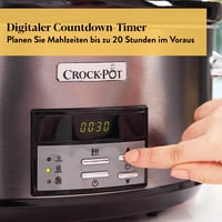 Slow Cooker Digital Crock-Pot CSC063X 7,5 L – Oală pentru gătit lent din oțel inoxidabil pentru 10+ persoane, cu timp de gătire reglabil 3