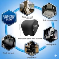 Crofy 2 db Autós Nyakpárna Memory Foam, Állítható Pánt, Légáteresztő Huzat 3