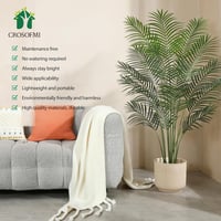 CROSOFMI 150 cm Műpálmafa Dekoráció Cementtalapzattal - Élethű Műnövény Nappaliba, Irodába, Erkélyre - Gondozásmentes Örökzöld Szobanövény 5