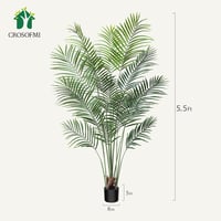 CROSOFMI 150 cm Műpálmafa Dekoráció Cementtalapzattal - Élethű Műnövény Nappaliba, Irodába, Erkélyre - Gondozásmentes Örökzöld Szobanövény 6