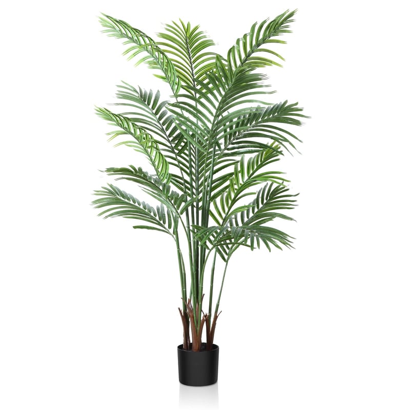 CROSOFMI Umelá palma v kvetináči 130 cm - Realistická umelá rastlina, dekorácia do obývačky, kancelárie, spálne, na balkón - Ľahký polyester