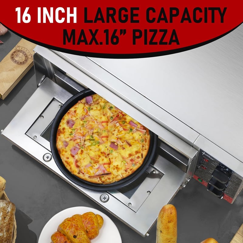 CROSSON elektromos pizzasütő 400x400mm tűzálló kővel, 350°C, időzítő