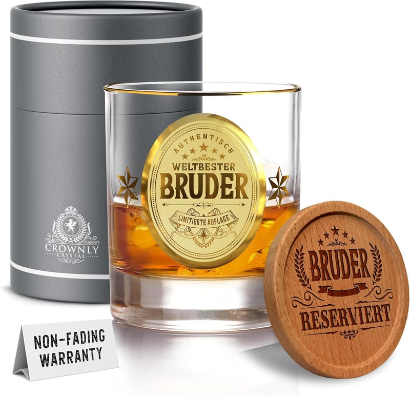 CROWNLY CRYSTAL Gravírozott Whisky Pohár Testvérnek Személyre Szabott Ajándék