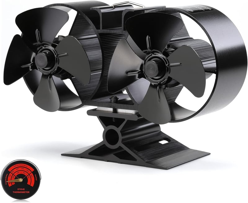 CRSURE Kandalló Ventilátor 8 Lapáttal, Csendes Kályha Ventilátor Áram Nélkül, Hőmérővel Fa Tüzelésű Kandallóhoz