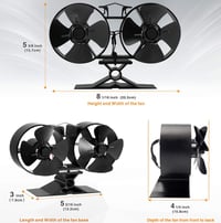 Krbový ventilátor CRSURE, 8-lopatkový, poháňaný teplom, pre kachle na drevo a krby, ekologický a efektívny, vrátane teplomera, pre veľké miestnosti 2