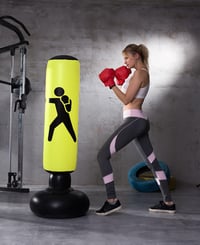 CRSUSUKJ 160 cm Álló Boxzsák Felfújható Ütőzsák Sárga Felnőtt Gyerek Fitness Edzés Stresszoldás Boksz Torony 6
