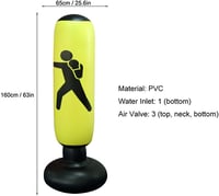 CRSUSUKJ 160 cm Álló Boxzsák Felfújható Ütőzsák Sárga Felnőtt Gyerek Fitness Edzés Stresszoldás Boksz Torony 2