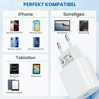 Încărcător USB-C Cruxion 25W cu încărcare rapidă, certificat Apple MFi, compatibil cu iPhone 17 16 15 14 Pro Max Plus, iPad și Samsung, pachet de 3 bucăți 7