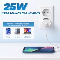 Încărcător USB-C Cruxion 25W cu încărcare rapidă, certificat Apple MFi, compatibil cu iPhone 17 16 15 14 Pro Max Plus, iPad și Samsung, pachet de 3 bucăți 3
