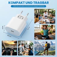 Încărcător USB-C Cruxion 25W cu încărcare rapidă, certificat Apple MFi, compatibil cu iPhone 17 16 15 14 Pro Max Plus, iPad și Samsung, pachet de 3 bucăți 6