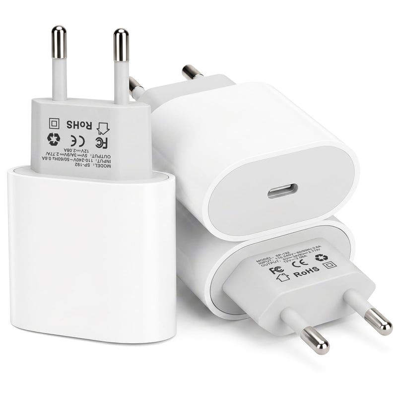 Încărcător USB-C Cruxion 25W cu încărcare rapidă, certificat Apple MFi, compatibil cu iPhone 17 16 15 14 Pro Max Plus, iPad și Samsung, pachet de 3 bucăți