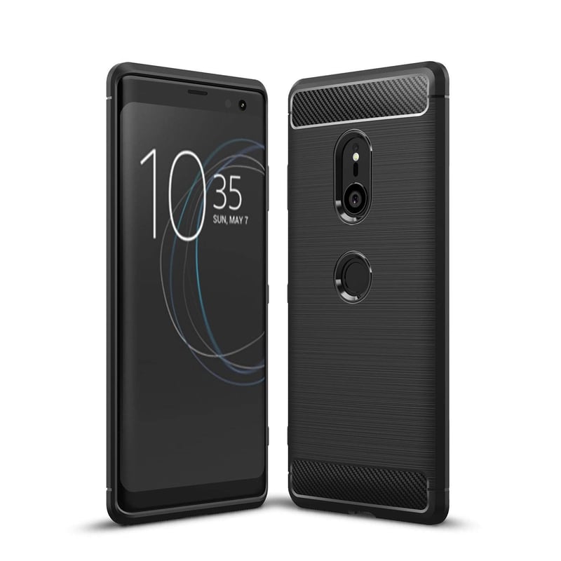 Husă Cruzerlite pentru Sony Xperia XZ3, textură fibră de carbon, husă de protecție subțire din TPU rezistentă la șocuri, carcasă anti-zgârieturi - Negru