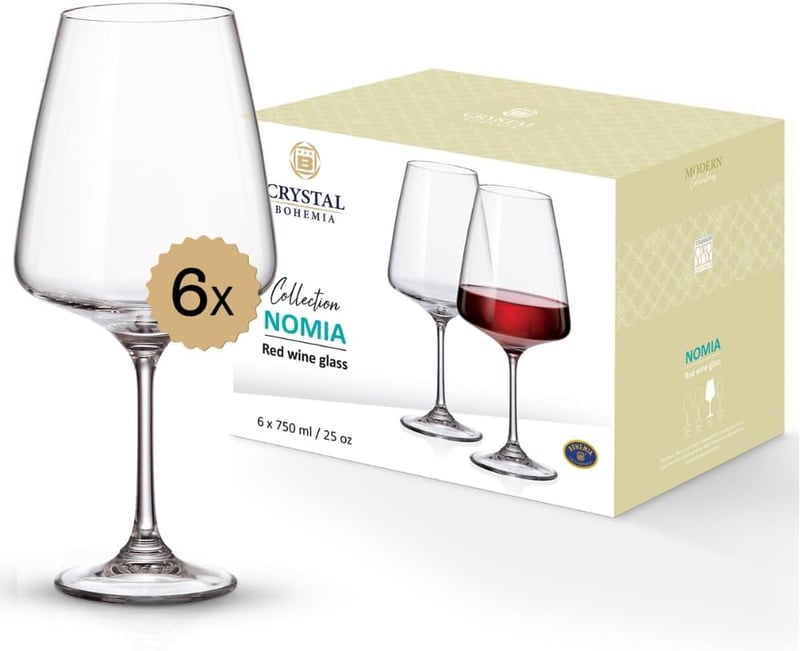 Crystal Bohemia vörös boros pohár szett 6 db 750 ml kristály pohár ajándék - Red wine 750 ml