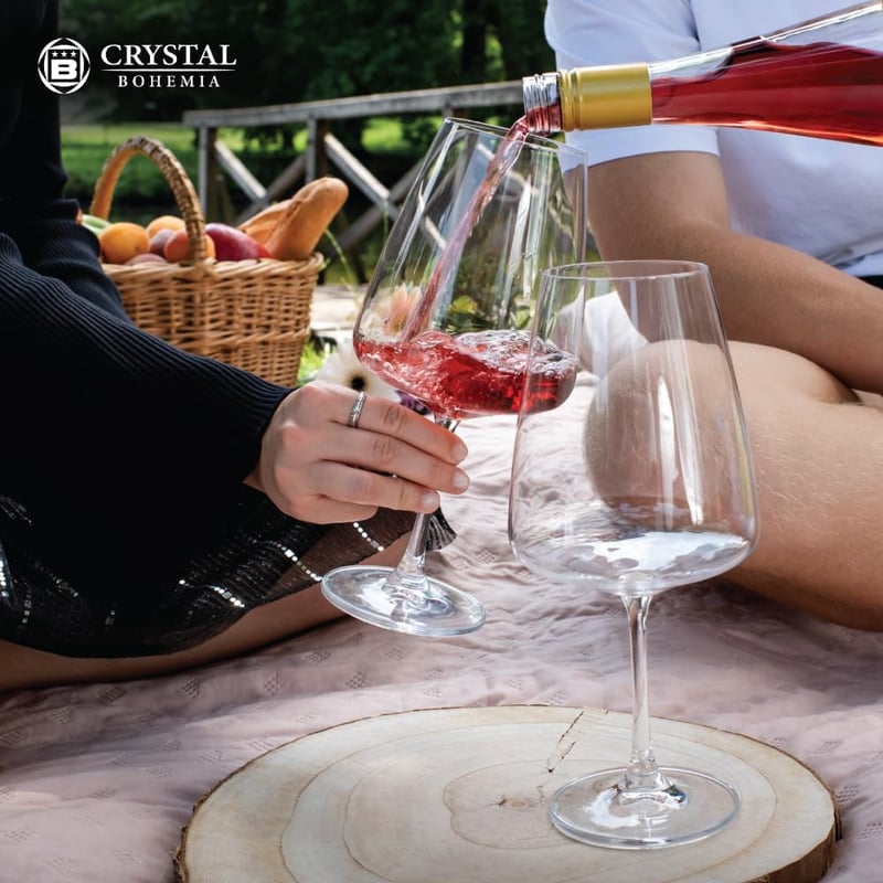 Crystal Bohemia vörös boros pohár szett 6 db 750 ml kristály pohár ajándék - Red wine 750 ml