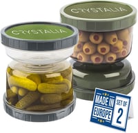 Crystalia Szivárgásmentes Savanyúság Tároló Szűrővel - 1000ml Üveg Befőttesüveg Készlet (2db) - BPA-mentes Kimchi és Olívabogyó Tárolására 1