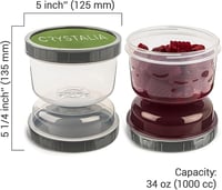 Crystalia Szivárgásmentes Savanyúság Tároló Szűrővel - 1000ml Üveg Befőttesüveg Készlet (2db) - BPA-mentes Kimchi és Olívabogyó Tárolására 5