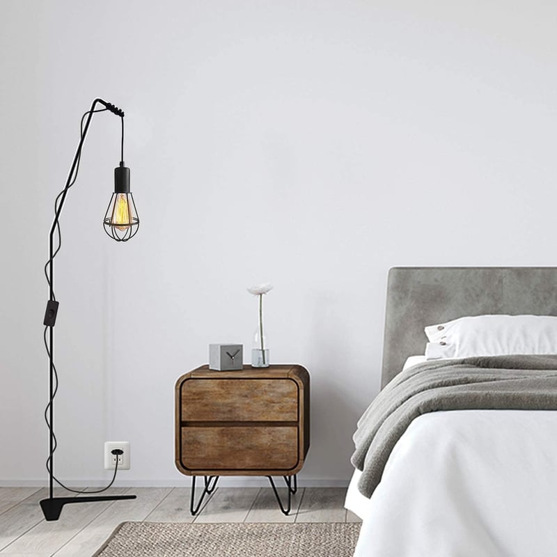 Crzpchas Ipari Függő Lámpa Fekete Fém Vintage Csillár Kapcsolóval 4,5m Kábel E27 Foglalat 60W Loft Stílus