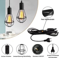 Crzpchas Ipari Függő Lámpa Fekete Fém Vintage Csillár Kapcsolóval 4,5m Kábel E27 Foglalat 60W Loft Stílus 3