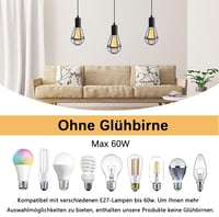 Crzpchas Ipari Függő Lámpa Fekete Fém Vintage Csillár Kapcsolóval 4,5m Kábel E27 Foglalat 60W Loft Stílus 4