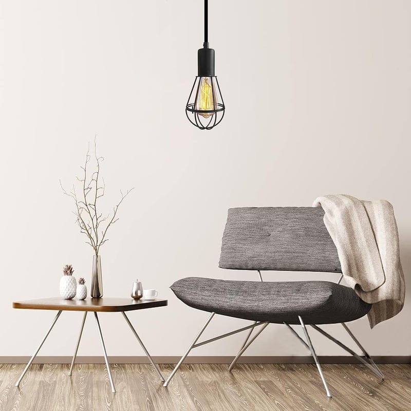 Crzpchas Ipari Függő Lámpa Fekete Fém Vintage Csillár Kapcsolóval 4,5m Kábel E27 Foglalat 60W Loft Stílus